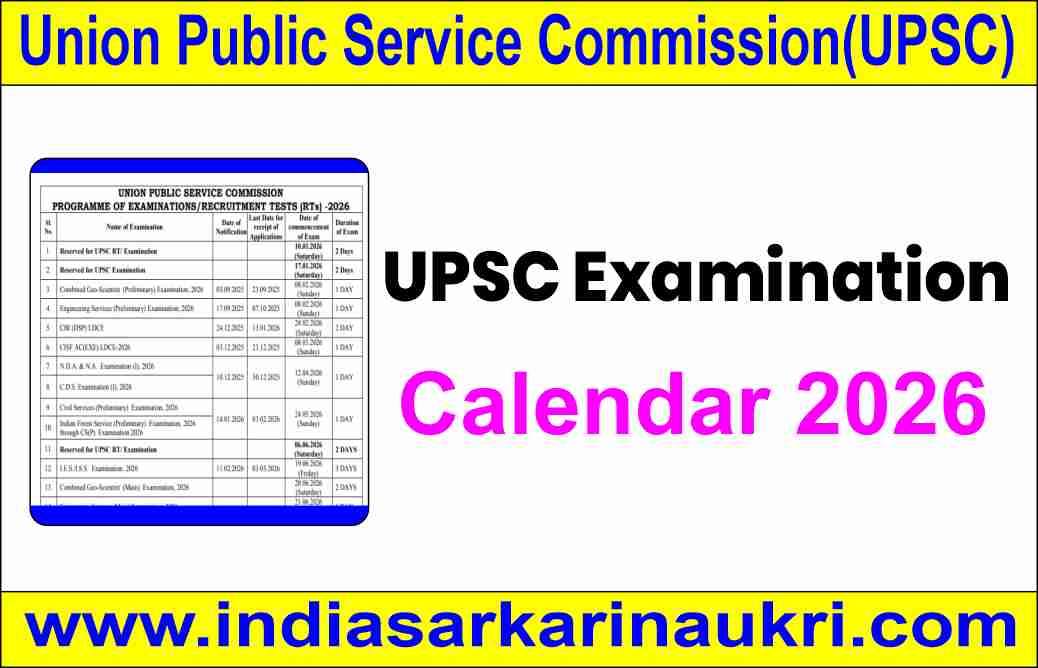 UPSC Examination Calendar 2026